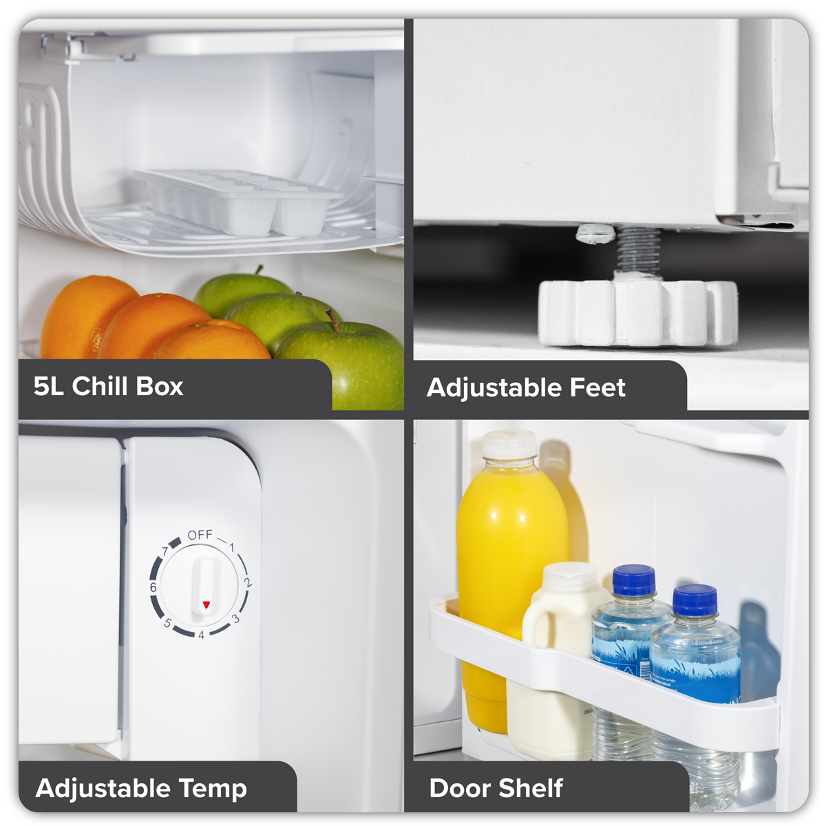 Baridi Tabletop Fridge with Ice Box, 46L Capacity, White (DH256)