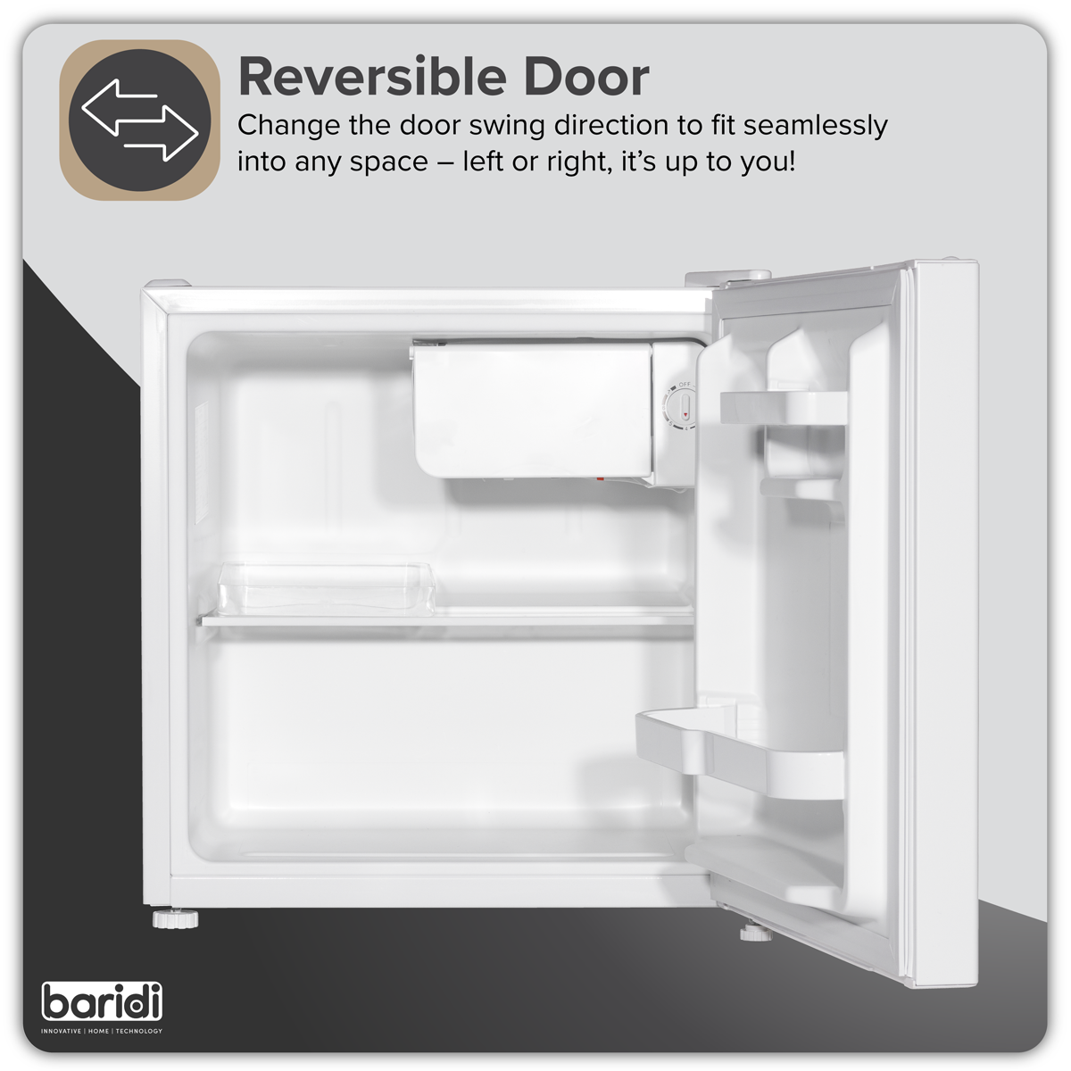 Baridi Tabletop Fridge with Ice Box, 46L Capacity, White (DH256)