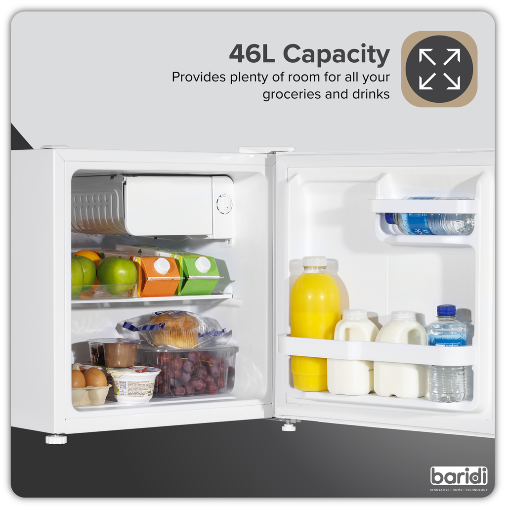 Baridi Tabletop Fridge with Ice Box, 46L Capacity, White (DH256)
