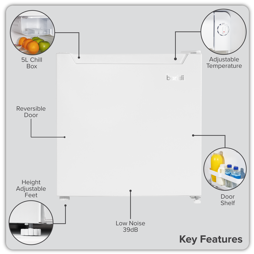 Baridi Tabletop Fridge with Ice Box, 46L Capacity, White (DH256)