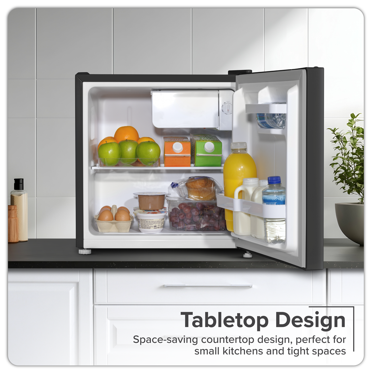 Baridi Tabletop Fridge with Ice Box, 46L Capacity, Black (DH257)