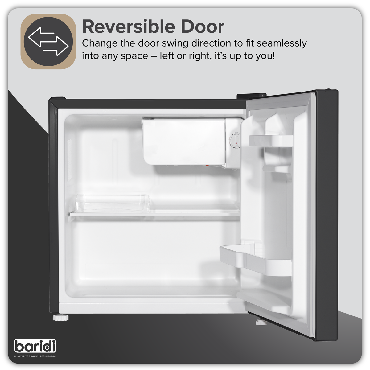 Baridi Tabletop Fridge with Ice Box, 46L Capacity, Black (DH257)
