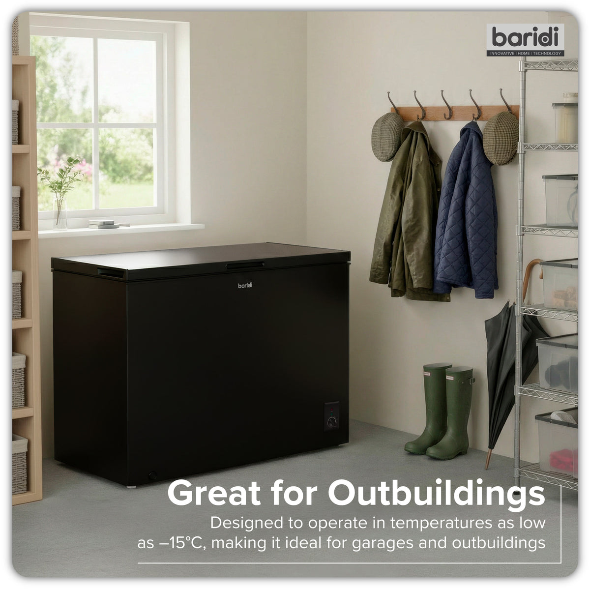 Baridi Freestanding Chest Freezer 254L Capacity - Black