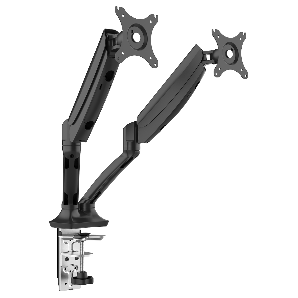 Dellonda Adjustable Double Monitor Arm with 360° Rotation - Black