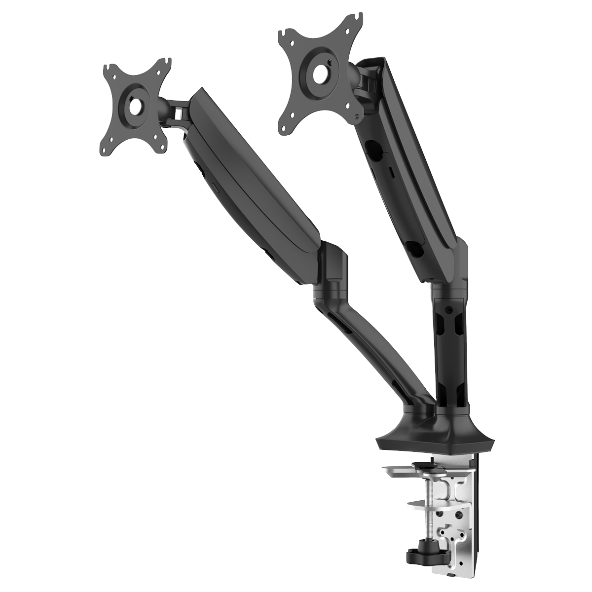 Dellonda Adjustable Double Monitor Arm with 360° Rotation - Black