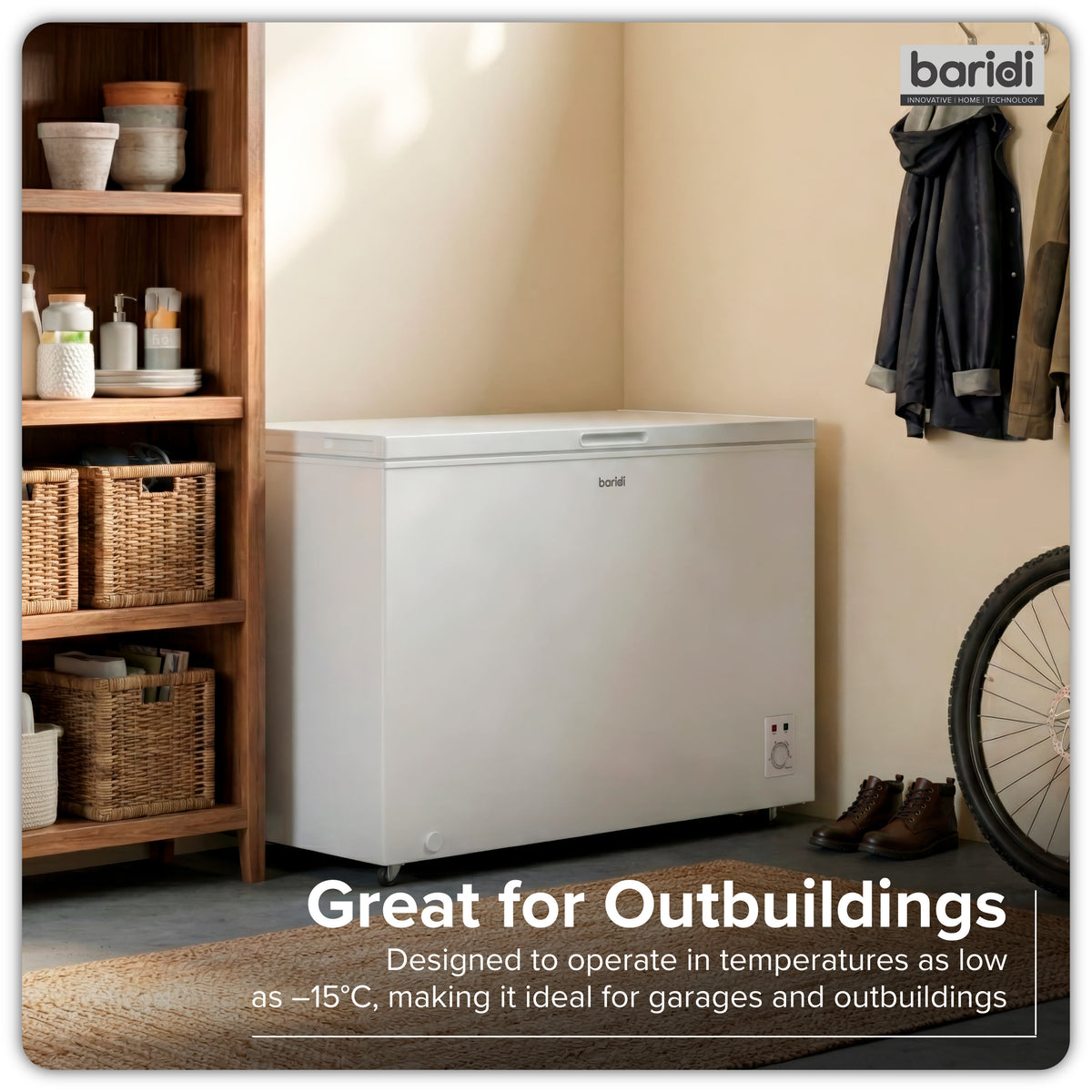 Baridi Freestanding Chest Freezer 299L Capacity - White