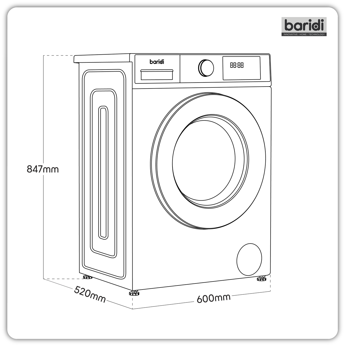 Baridi 8/5kg Washer Dryer, Front Loading, 1400rpm, White