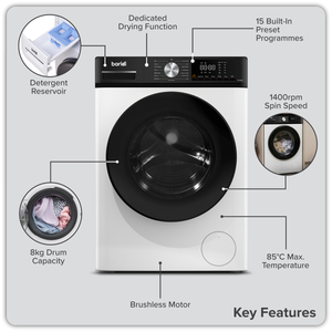 Baridi 8/5kg Washer Dryer, Front Loading, 1400rpm, White
