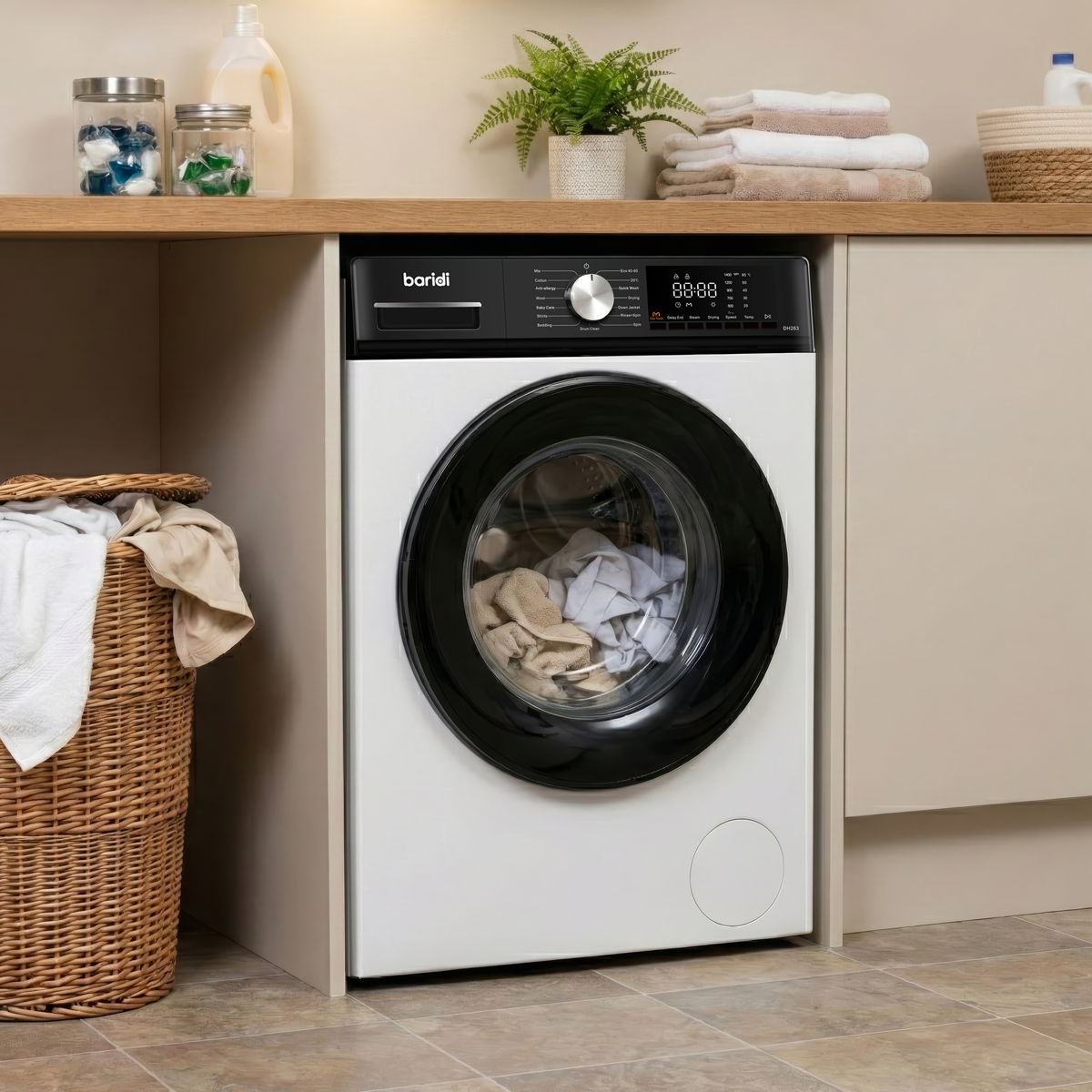 Baridi 8/5kg Washer Dryer, Front Loading, 1400rpm, White
