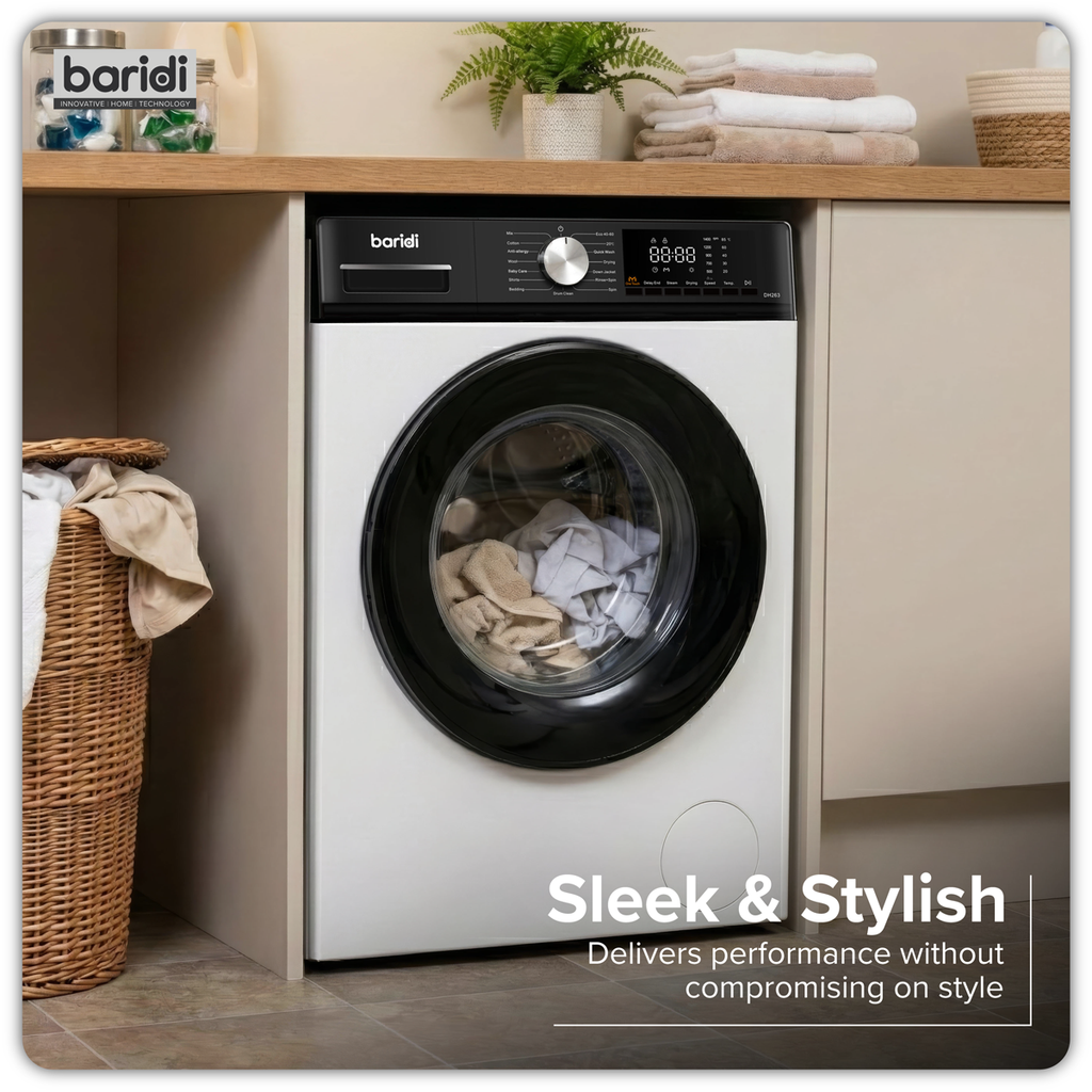 Baridi 8/5kg Washer Dryer, Front Loading, 1400rpm, White