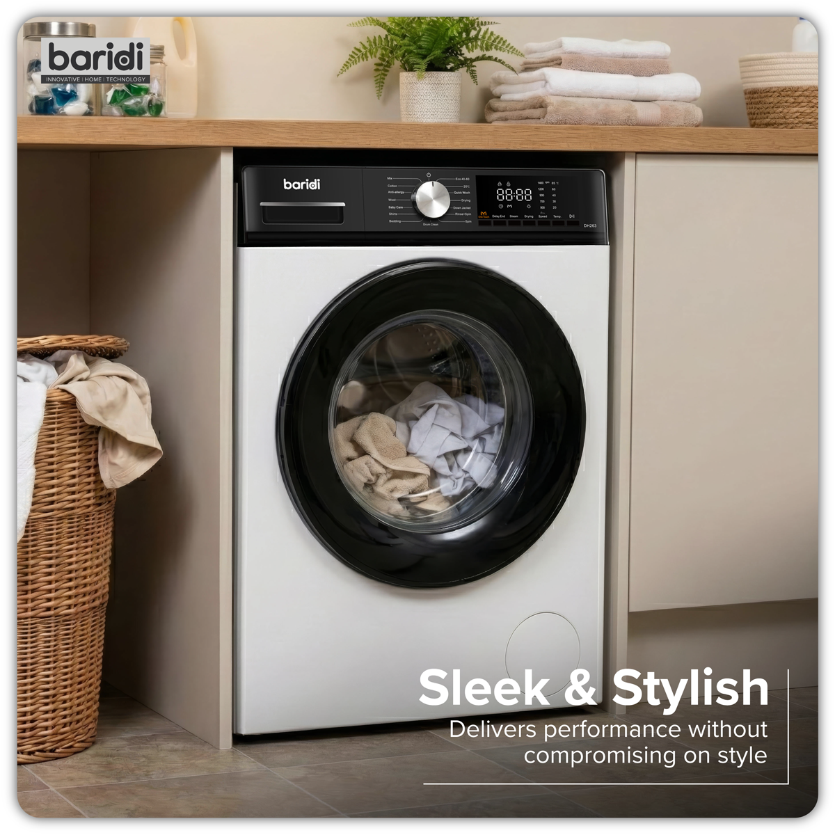 Baridi 8/5kg Washer Dryer, Front Loading, 1400rpm, White