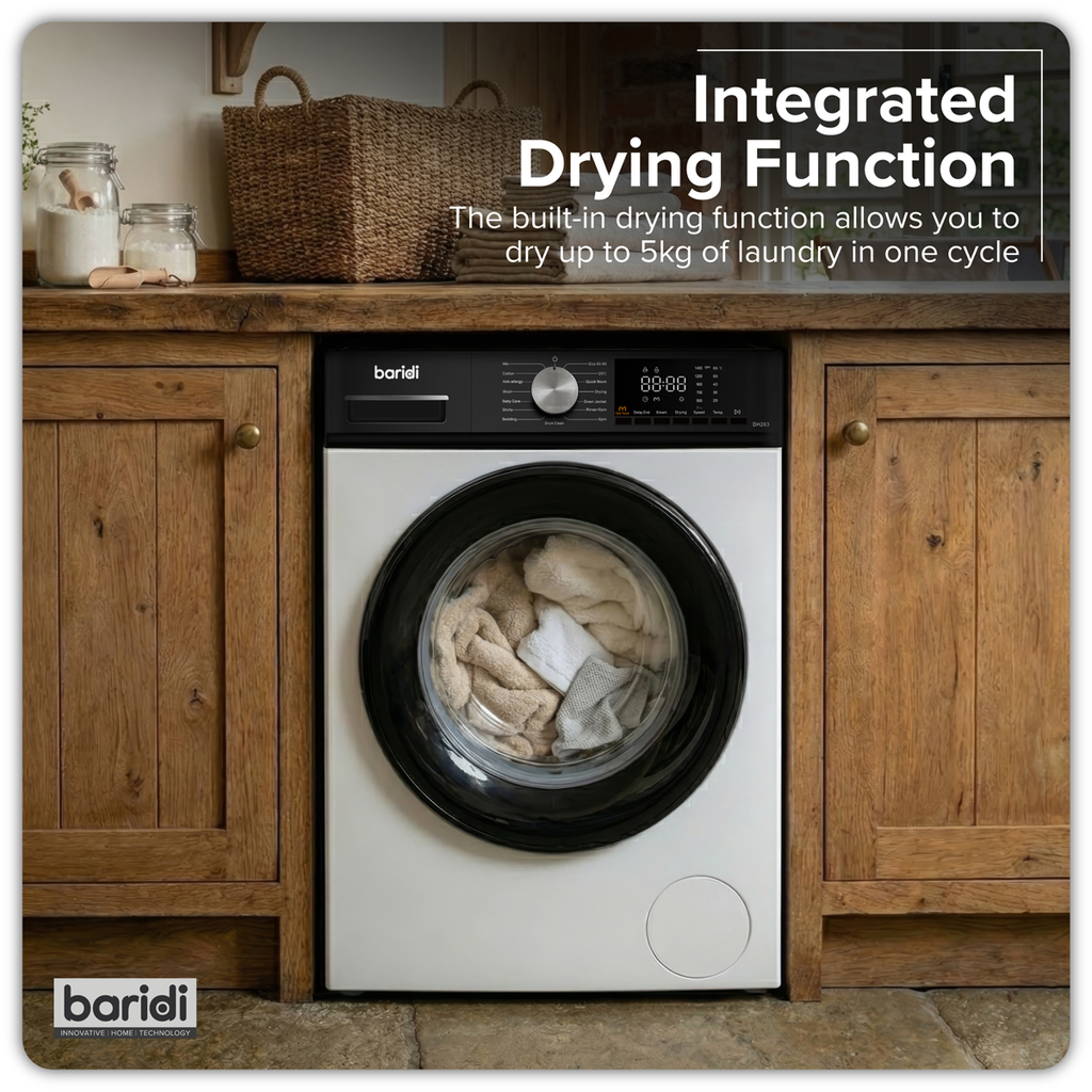 Baridi 8/5kg Washer Dryer, Front Loading, 1400rpm, White