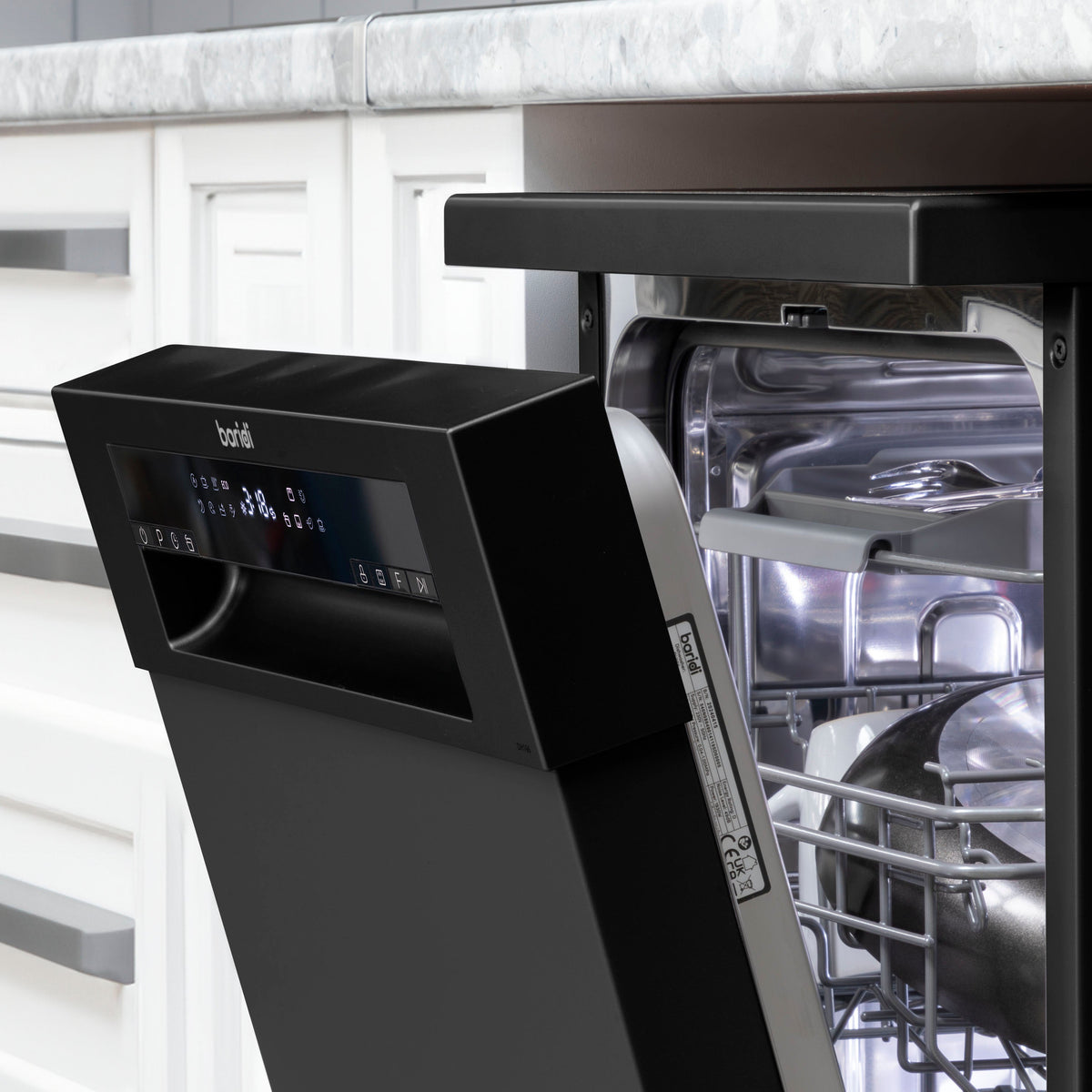 Baridi DH267 Slimline Freestanding Dishwasher 45cm, 10 Place Settings, 8 Programmes, Black