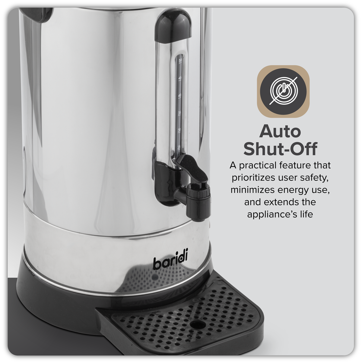 Baridi Hot Water Boiler/Tea Urn, 10L Capacity, Stainless Steel (DH269)