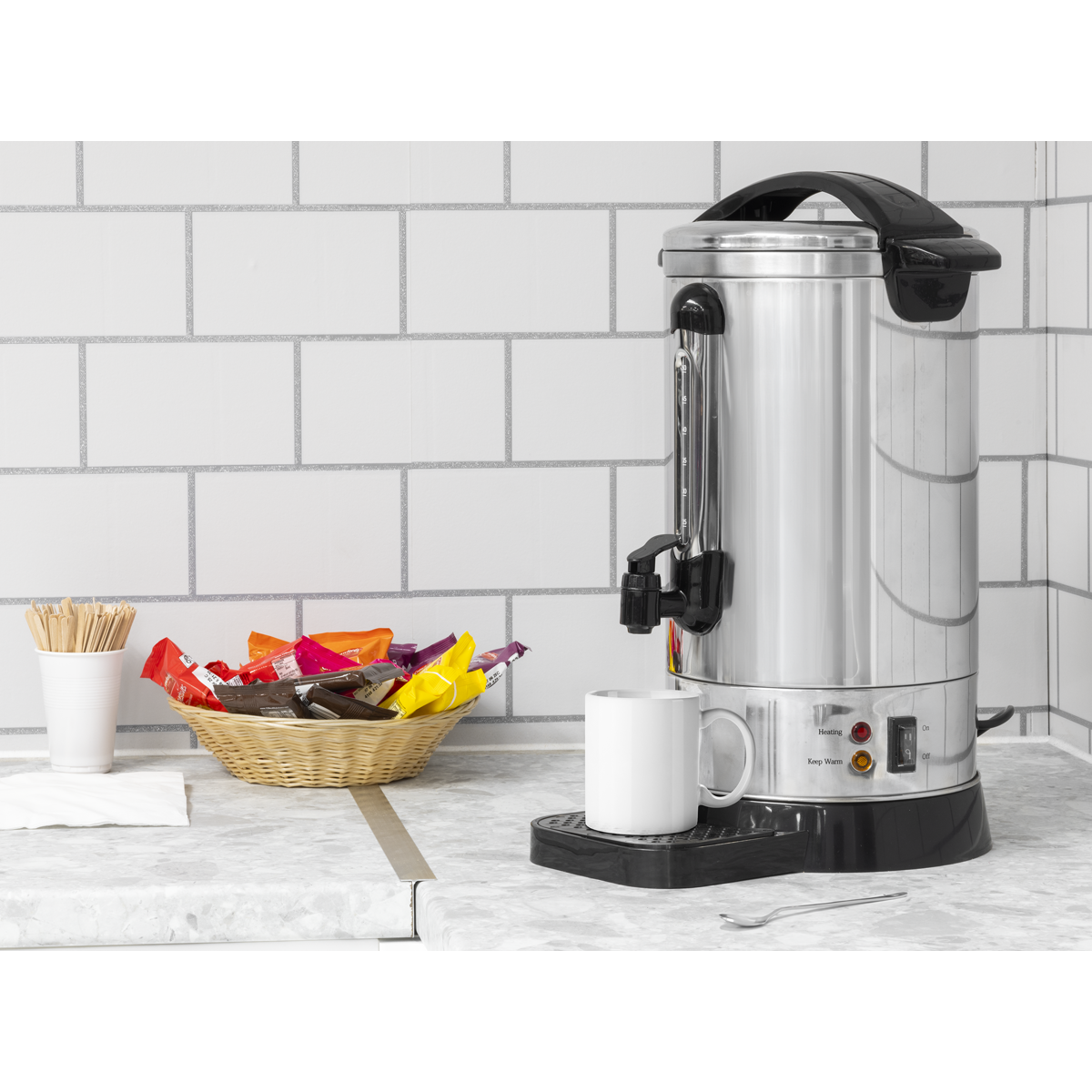 Baridi Hot Water Boiler/Tea Urn, 10L Capacity, Stainless Steel (DH269)