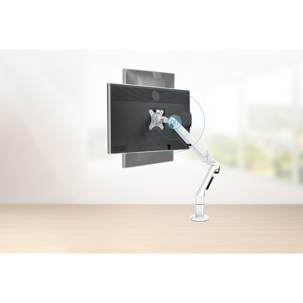 Dellonda Single Monitor Adjustable Arm with 360° Rotation, White (DH26) (Factory Refurbished A)