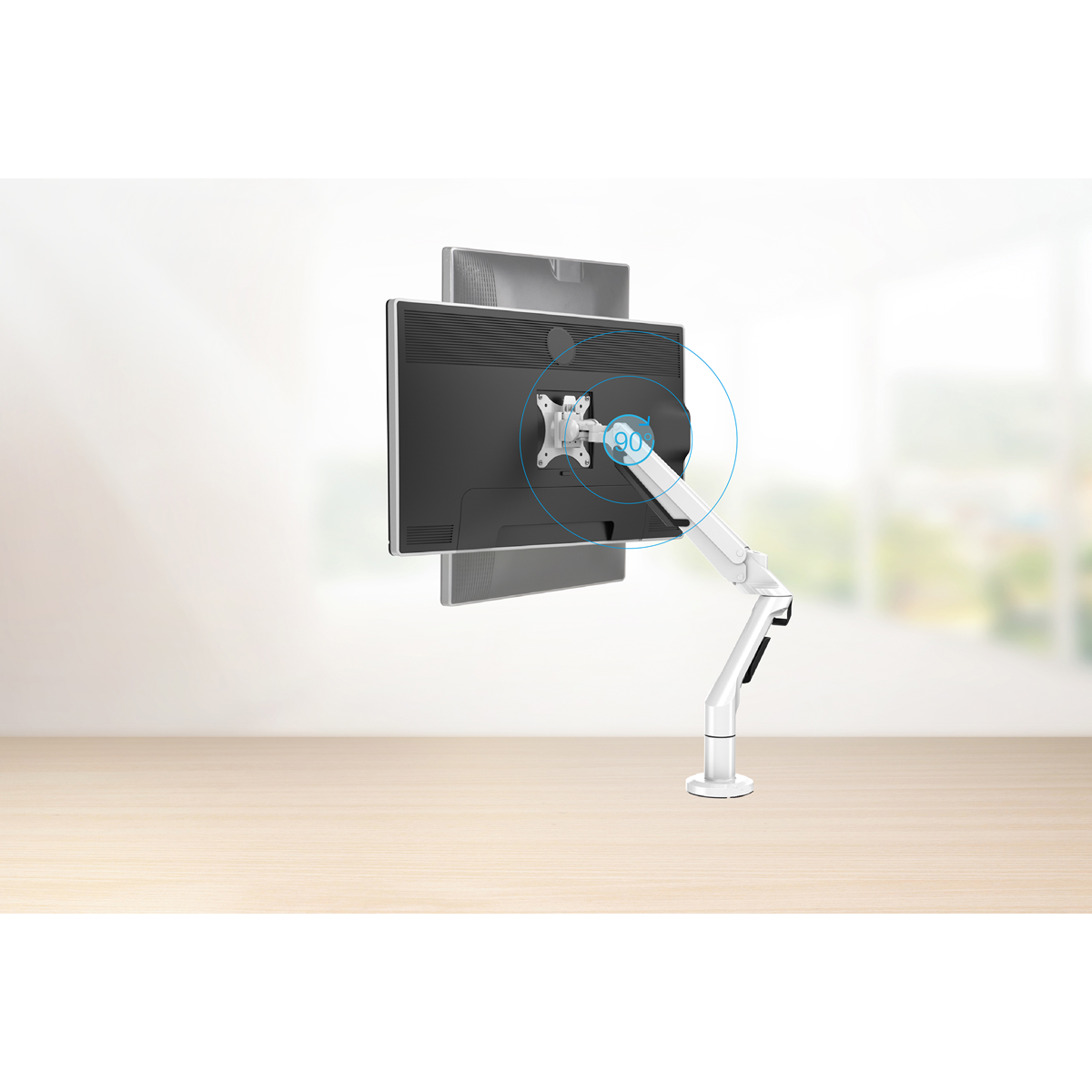 Dellonda Single Monitor Adjustable Arm with 360° Rotation, White (DH26) (Factory Refurbished A)