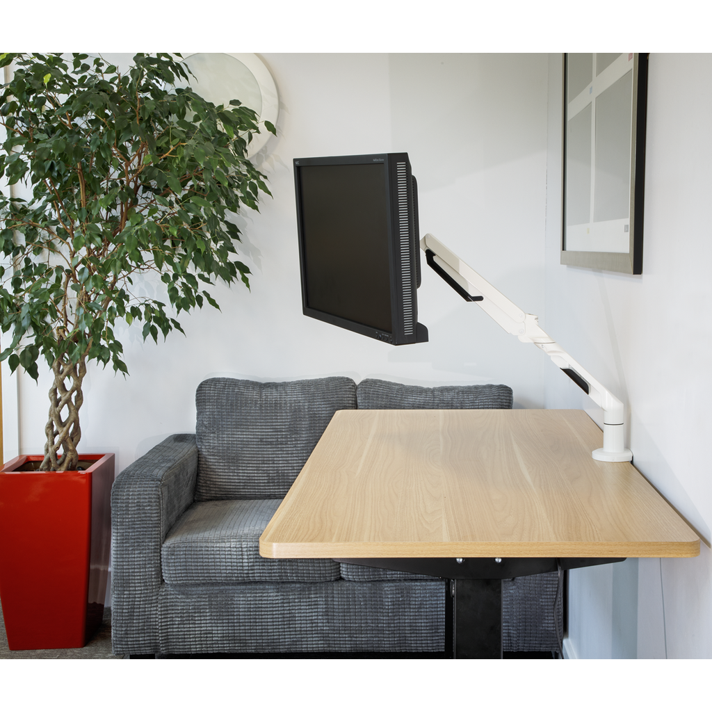 Dellonda Single Monitor Adjustable Arm with 360° Rotation, White (DH26) (Factory Refurbished A)