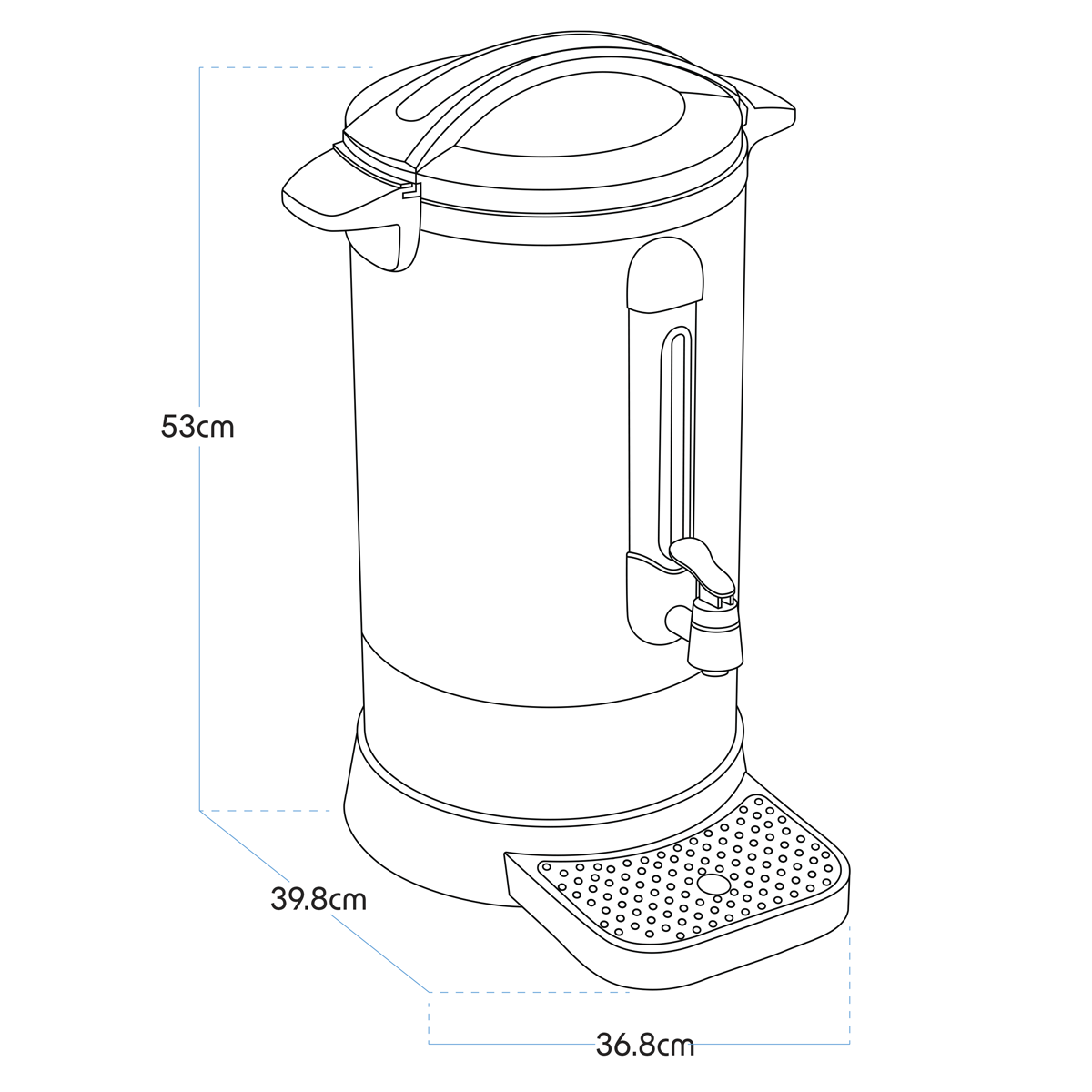 Baridi Hot Water Boiler/Tea Urn, 20L Capacity, Stainless Steel (DH270) (Factory Refurbished A)