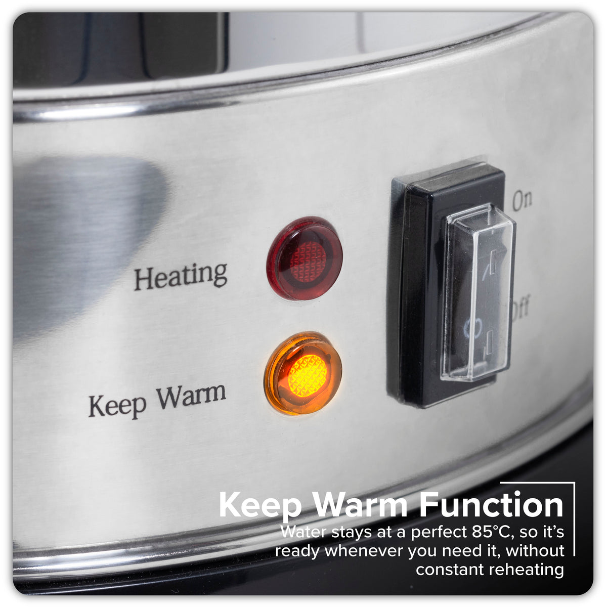 Baridi Hot Water Boiler/Tea Urn, 20L Capacity, Stainless Steel (DH270) (Factory Refurbished A)