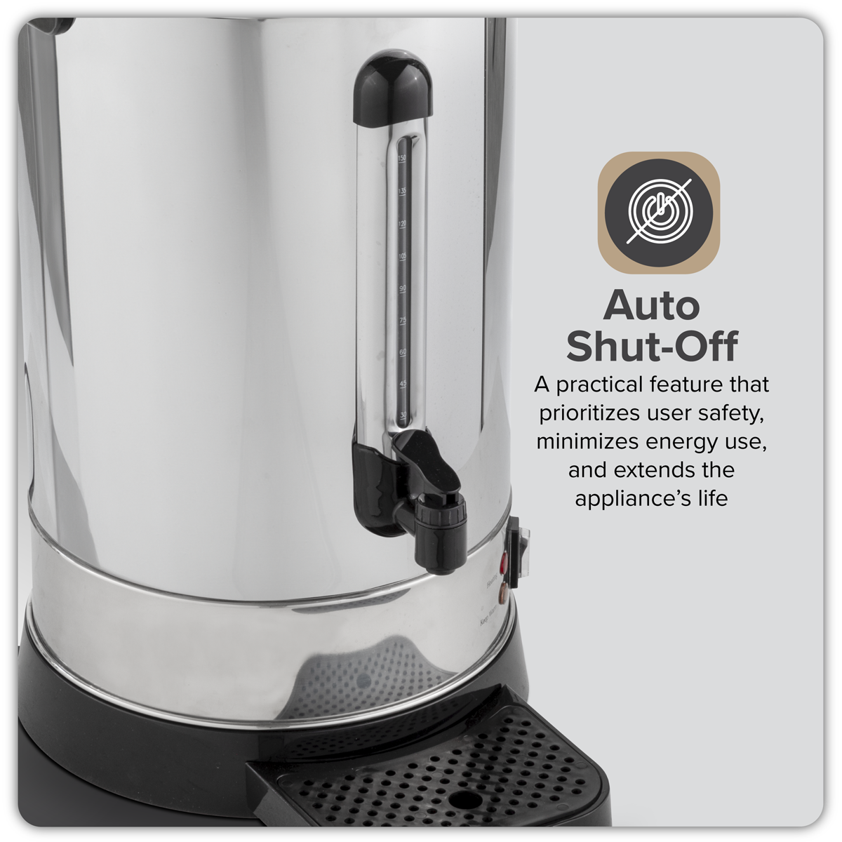Baridi Hot Water Boiler/Tea Urn, 20L Capacity, Stainless Steel (DH270) (Factory Refurbished A)