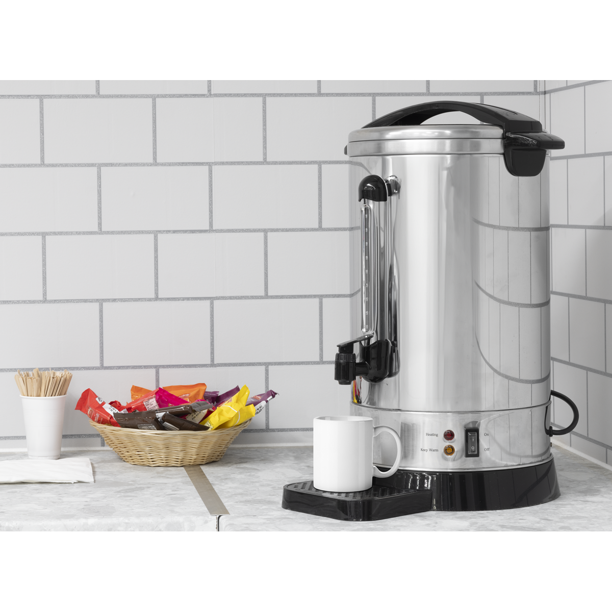 Baridi Hot Water Boiler/Tea Urn, 20L Capacity, Stainless Steel (DH270) (Factory Refurbished A)