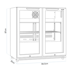 Baridi DH272 Back Bar Beer Drinks Fridge with Hinged Double Door, 190 Litre/262 Cans Capacity, Black