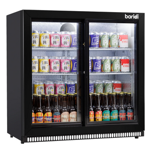 Baridi DH273 Back Bar Beer Drinks Cooler Fridge with Sliding Double Door, 190 Litre/262 Cans Capacity, Black