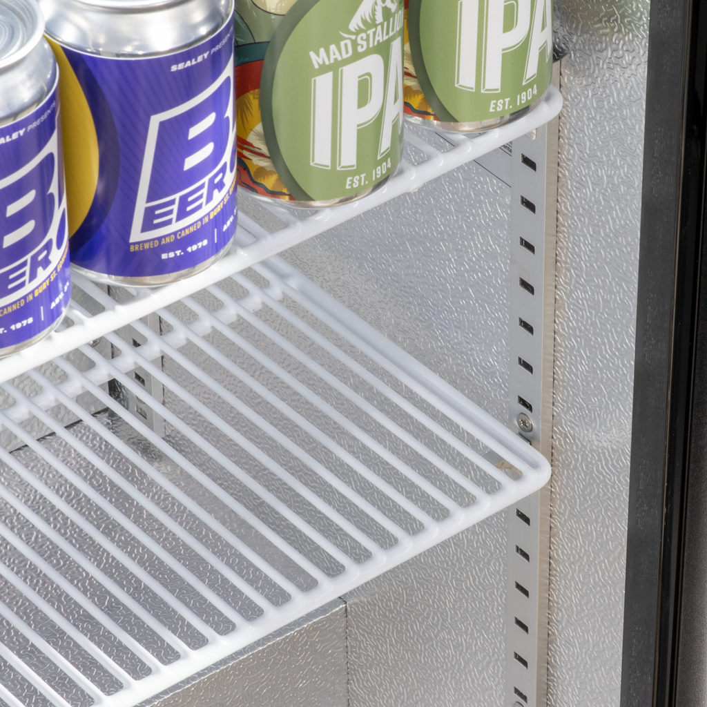 Baridi Back Bar Drinks Cooler Fridge with Double Sliding Doors, 190L Capacity, Black (DH273) (Factory Refurbished B)