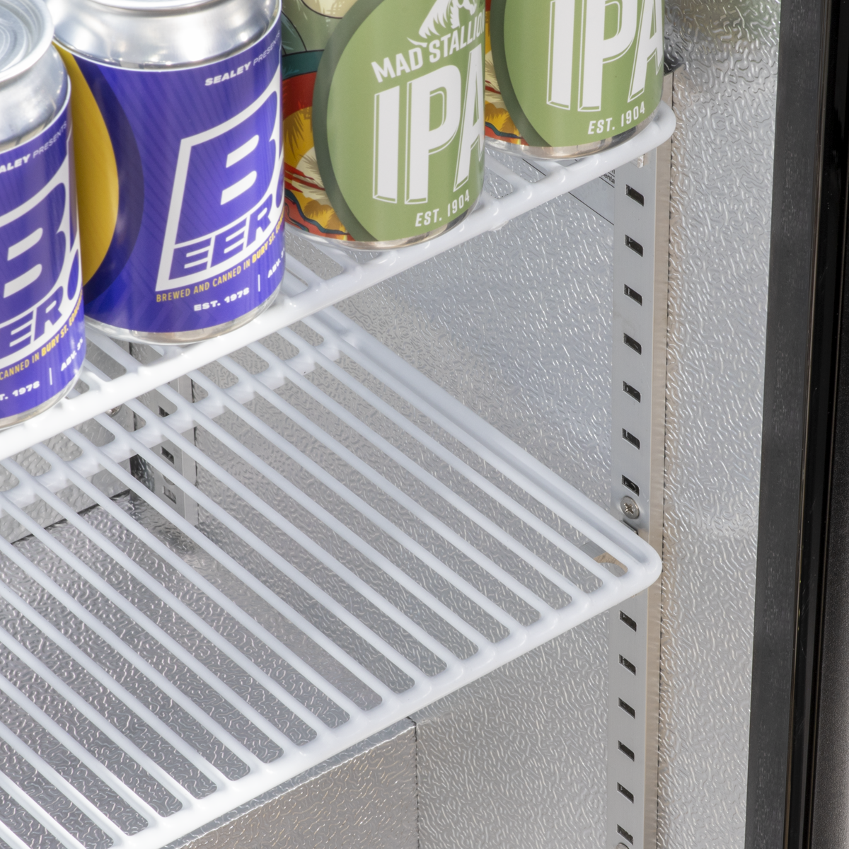 Baridi Back Bar Drinks Cooler Fridge with Double Sliding Doors, 190L Capacity, Black (DH273) (Factory Refurbished B)
