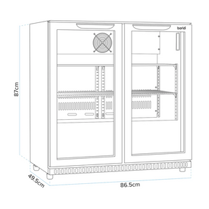 Baridi DH273 Back Bar Beer Drinks Cooler Fridge with Sliding Double Door, 190 Litre/262 Cans Capacity, Black
