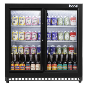 Baridi DH273 Back Bar Beer Drinks Cooler Fridge with Sliding Double Door, 190 Litre/262 Cans Capacity, Black