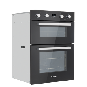 Baridi 72cm Built-Under Double Oven, 74L Capacity, Energy Rating A - Black