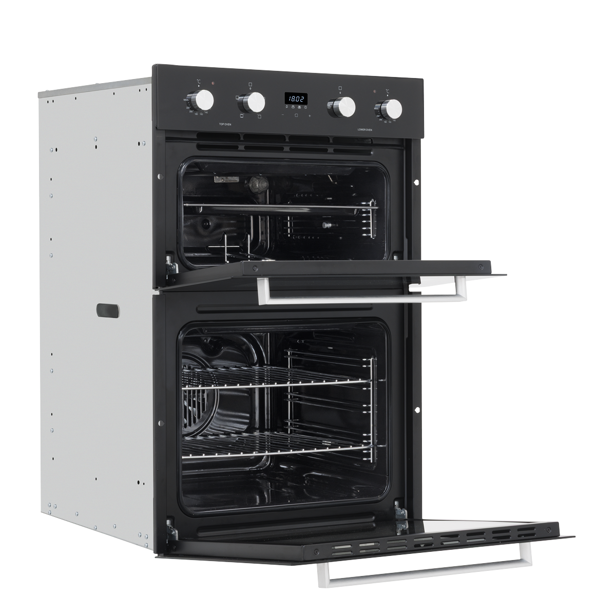 Baridi 72cm Built-Under Double Oven, 74L Capacity, Energy Rating A - Black