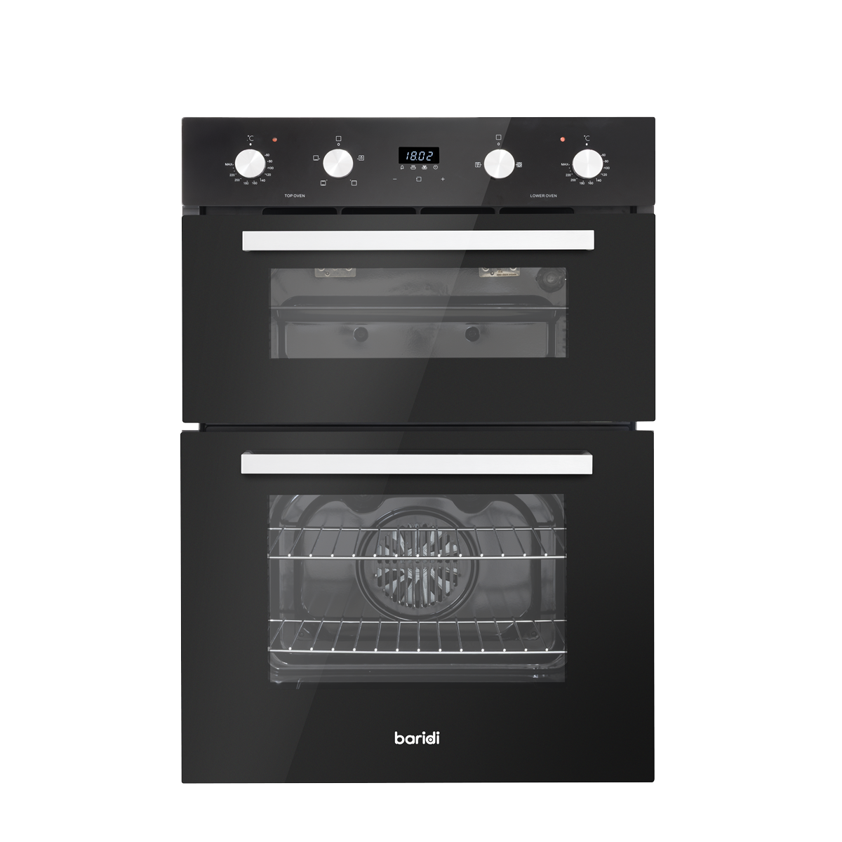 Baridi 72cm Built-Under Double Oven, 74L Capacity, Energy Rating A - Black