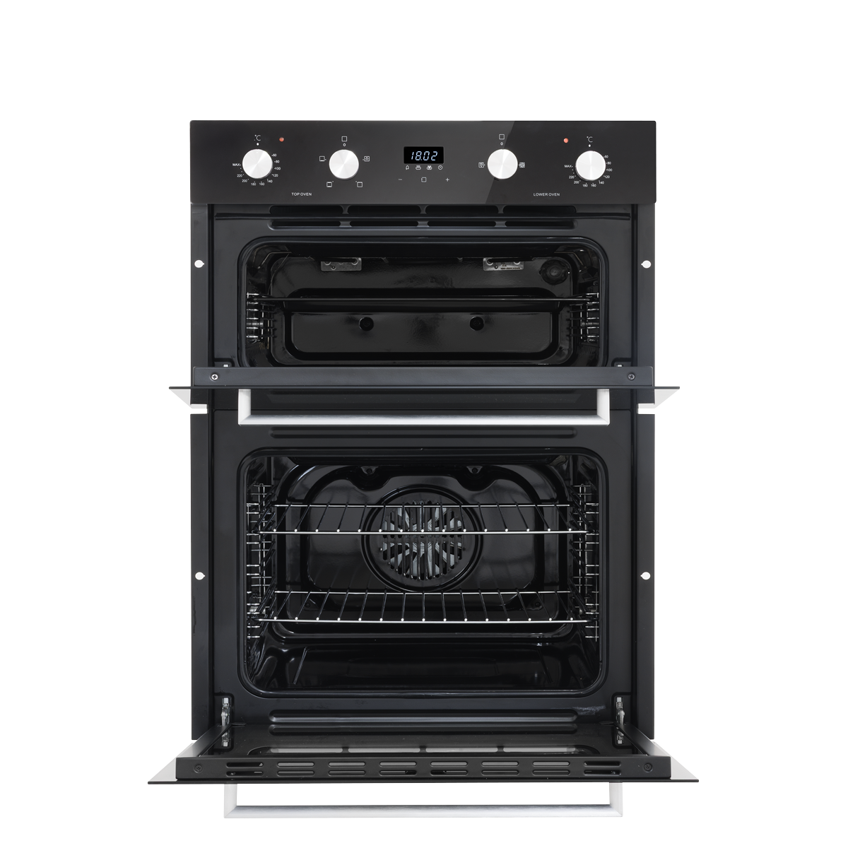 Baridi 72cm Built-Under Double Oven, 74L Capacity, Energy Rating A - Black