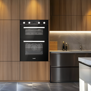 Baridi 90cm Built-In Double Oven, 88L Capacity, Energy Rating A - Black