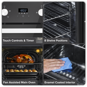 Baridi 90cm Built-In Double Oven, 88L Capacity, Energy Rating A - Black