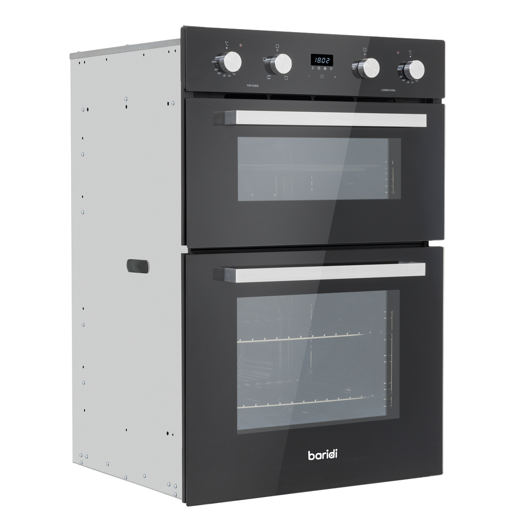 Baridi 90cm Built-In Double Oven, 88L Capacity, Energy Rating A - Black