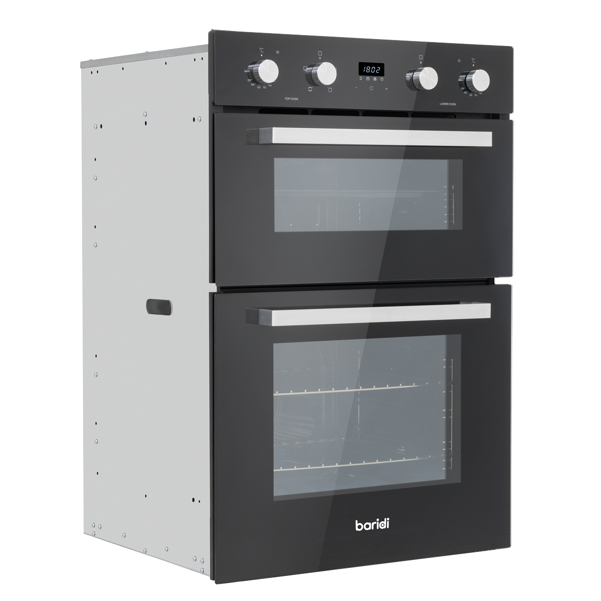 Baridi 90cm Built-In Double Oven, 88L Capacity, Energy Rating A - Black
