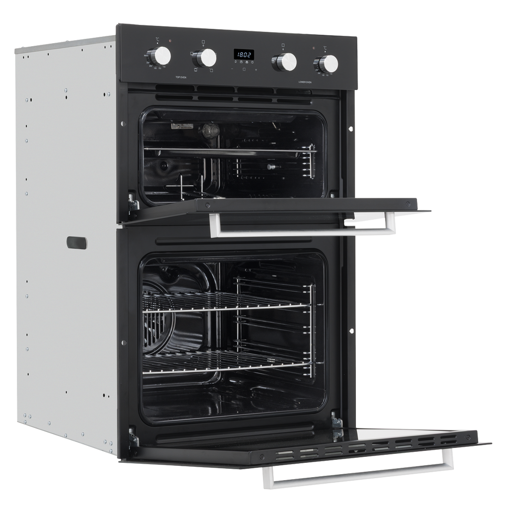 Baridi 90cm Built-In Double Oven, 88L Capacity, Energy Rating A - Black