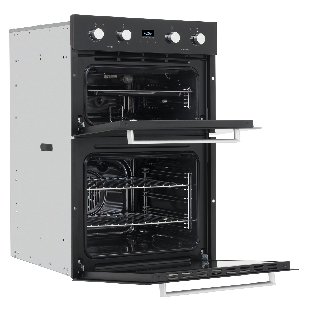 Baridi 90cm Built-In Double Oven, 88L Capacity, Energy Rating A - Black