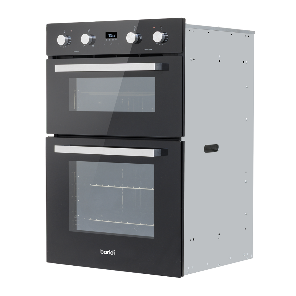 Baridi 90cm Built-In Double Oven, 88L Capacity, Energy Rating A - Black