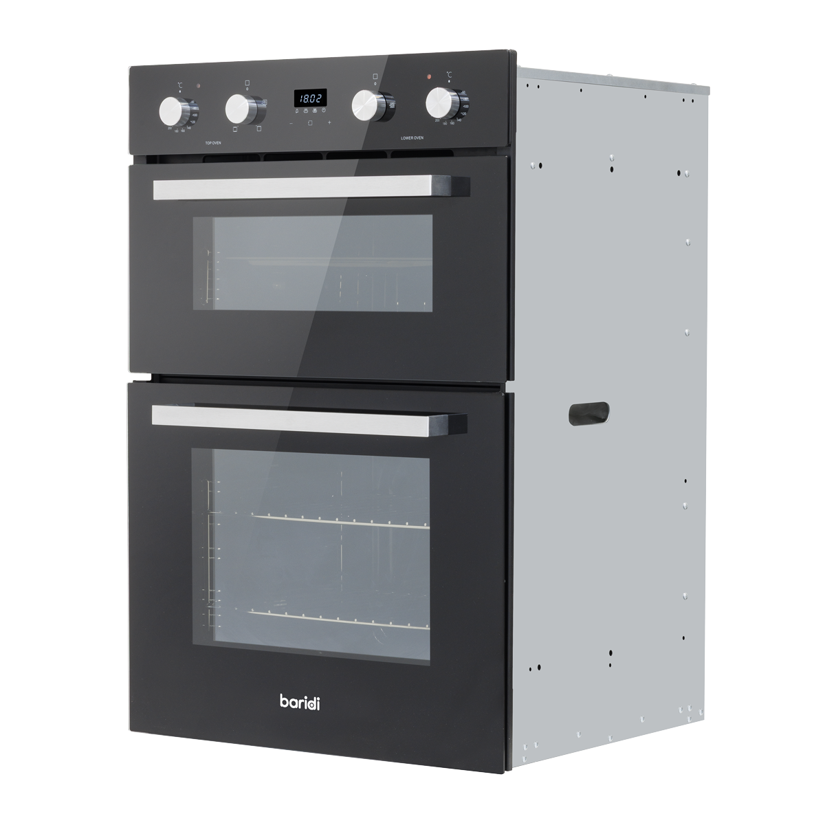 Baridi 90cm Built-In Double Oven, 88L Capacity, Energy Rating A - Black