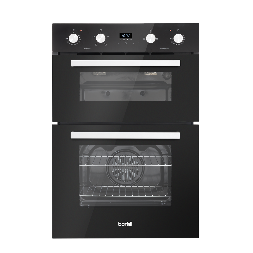 Baridi 90cm Built-In Double Oven, 88L Capacity, Energy Rating A - Black