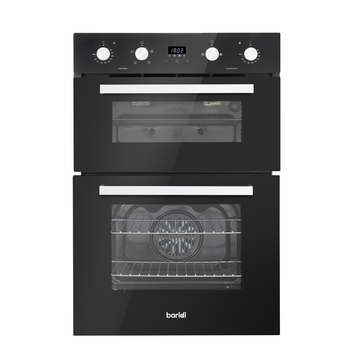 Baridi 90cm Built-In Double Oven, 88L Capacity, Energy Rating A - Black