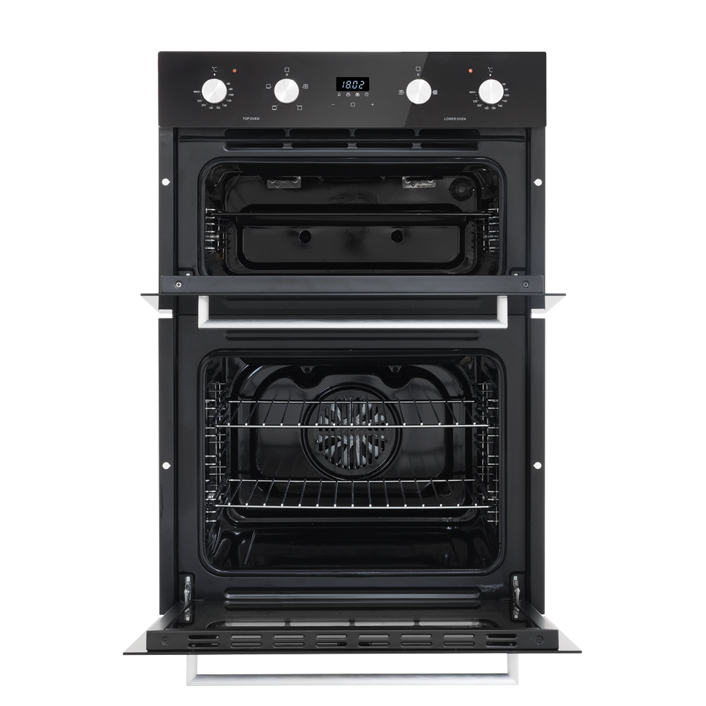 Baridi 90cm Built-In Double Oven, 88L Capacity, Energy Rating A - Black