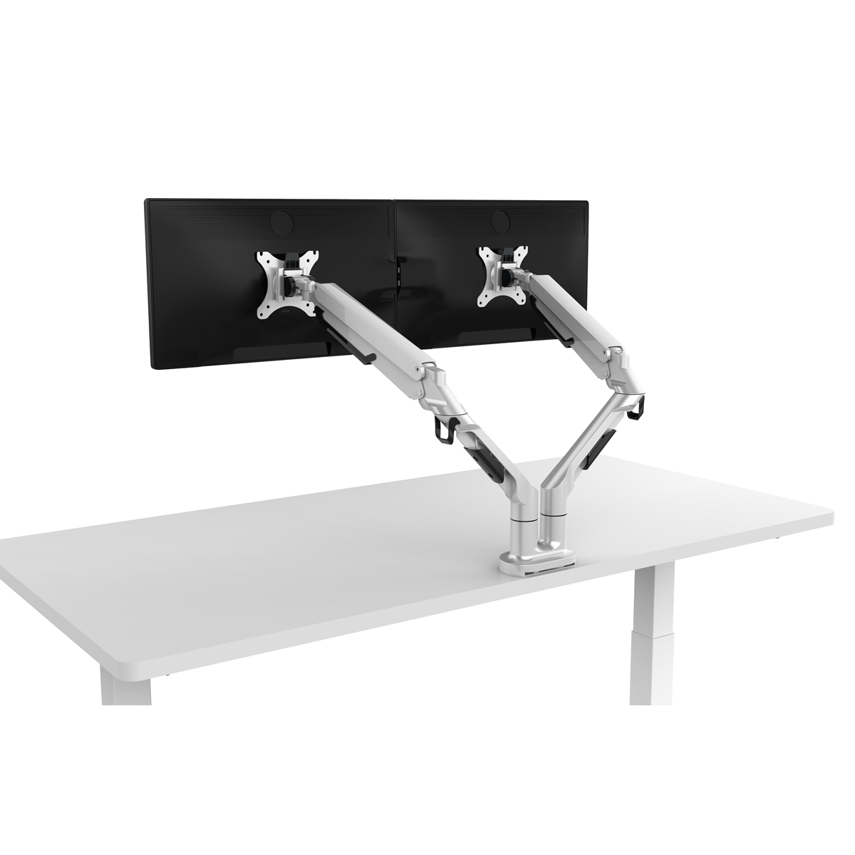 Dellonda Double Monitor Adjustable Arm with 360° Rotation, White (DH27)
