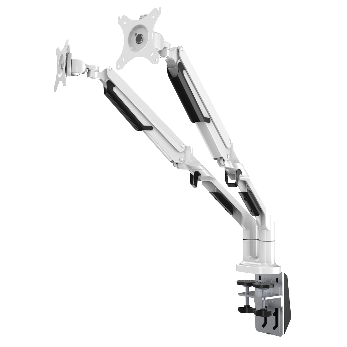 Dellonda Adjustable Double Monitor Arm with 360° Rotation - White