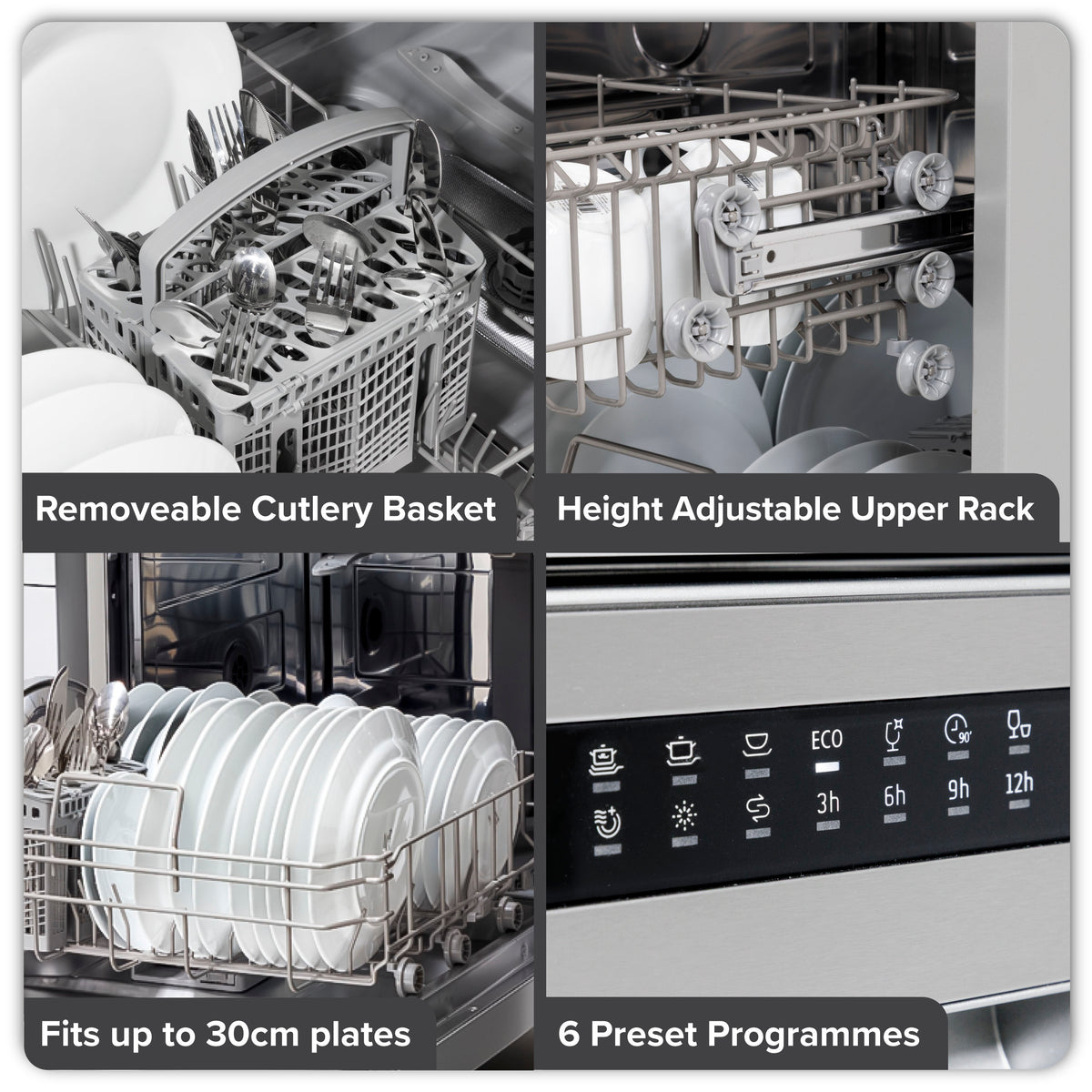Baridi Freestanding Dishwasher 60cm, 13 Place Settings, Silver (DH280) (Factory Refurbished A)